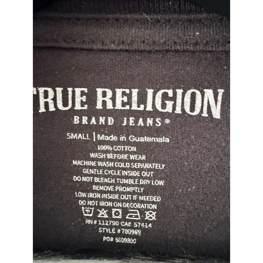 NWT True Religion World Tour Puff Print Graphic T-Shirt Jet Black Size Small
